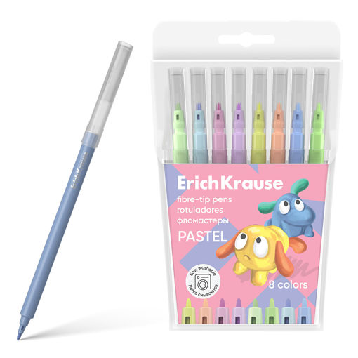 Picture of ERICHKRAUSE FIBRE TIP PENS PASTEL X8 EASY WASHABLE